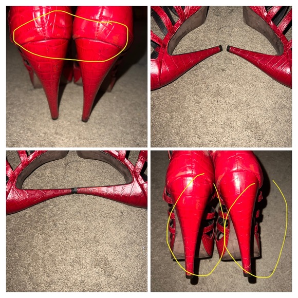 Elizabeth and James Red Manic Crocodile-effect Leather Sandals